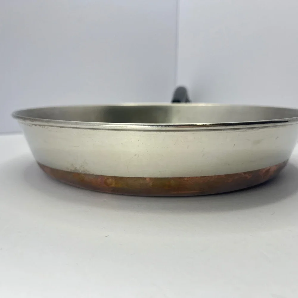 Revere Ware Frying Pan 10 in Copper‎ Bottom 1801 Made in USA Vtg Skillet No Lid